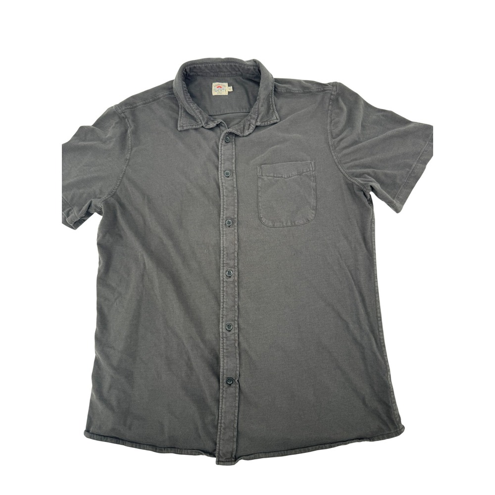 Faherty Button Down Shirt Mens XL Gray Organic Cotton Short Sleeve Money Preppy